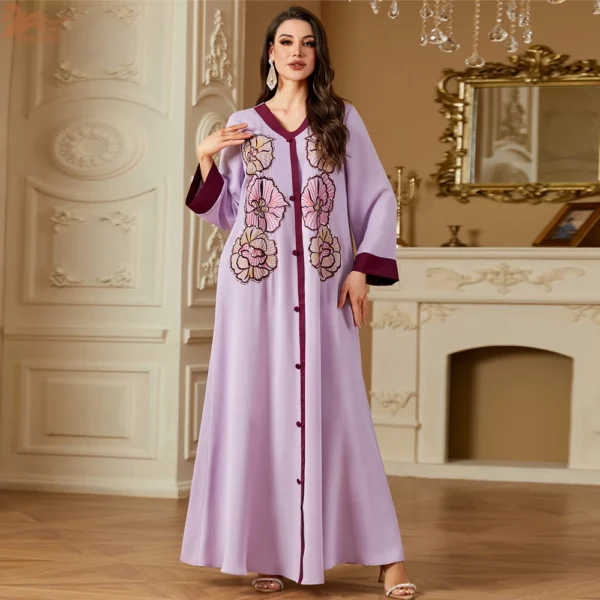 فساتين حفلات العيد للنساء عباية إسلامية دبي قفطان مطرز جلابية إسلامية ملابس كبايا قفطان رداء نسائي Musulmane جديد