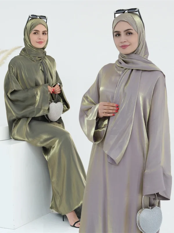 عباية للنساء المسلمات ، خمار ساتان متواضع ، عبايات دبي ، قفطان إسلامي ، فستان حجاب ، روب نسائي فاخر ، دبي ،