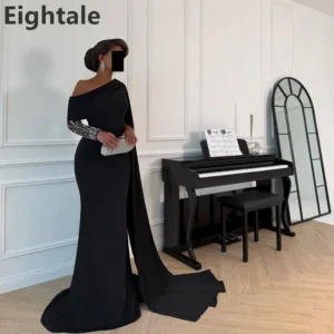 فستان سهرة أسود مخصص من Eightale بكتف واحد حورية البحر للحفلات الراقصة للنساء في دبي فساتين رسمية مخصصة