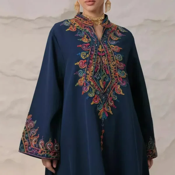 عبايات مطرزة للنساء فستان حفلة مسائية إسلامية قفطان دبي تركيا رداء عربي جلابية قفطان مغربي نسائي