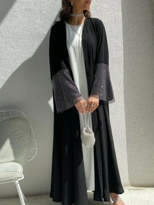 عباية ماسية مضيئة للنساء ، عبايات بأكمام طويلة ، فستان ماكسي عربي سعودي ، رداء قفطان مغربي ، عيد ، 2023