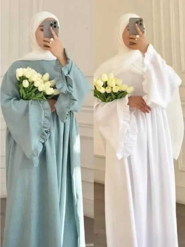 فستان نسائي إسلامي للعيد عباية بأكمام مضيئة أنيق من فيستدوس لارجوس للحفلات قفطان جلابية رمضان فساتين طويلة قفطان رداء 2025